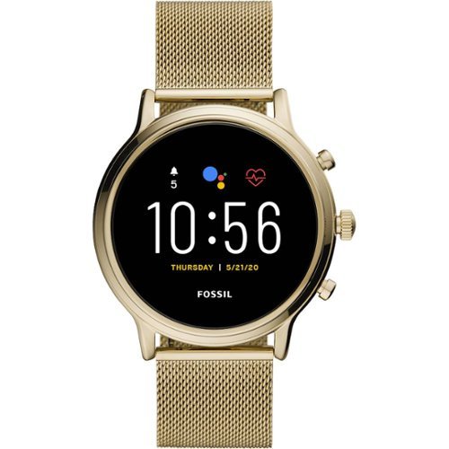 Fossil - Gen 5 Smartwatch 44mm Stainless Steel - Gold With Gold Stainless Steel Mesh Band - (2019)-Front_Standard 