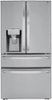 LG - 22.5 Cu. Ft. 4-Door French Door-in-Door Counter-Depth Smart Refrigerator with Craft Ice - Stainless Steel-Front_Standard