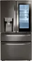 Front. LG - 22.5 Cu. Ft. 4-Door French Door-in-Door Counter-Depth Refrigerator with Craft Ice - PrintProof Black Stainless Steel.