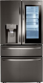 LG - 22.5 Cu. Ft. 4-Door French Door Counter-Depth Refrigerator with InstaView Door-in-Door and Craft Ice - Black stainless steel - Front_Standard