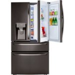 LG - 22.5 Cu. Ft. 4-Door French Door Counter-Depth Refrigerator with Door-in-Door and Craft Ice - Black stainless steel - Front_Standard