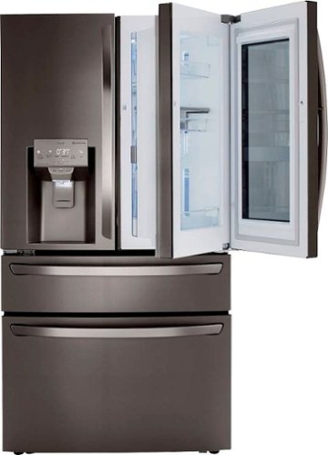 LG - 29.5 Cu. Ft. 4-Door French Door Refrigerator with InstaView Door-in-Door and Craft Ice - Black stainless steel