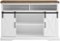 Walker Edison - Sliding Barn Door Highboy Storage Console for Most TVs Up to 56" - Solid White/Rustic Oak-Front_Standard