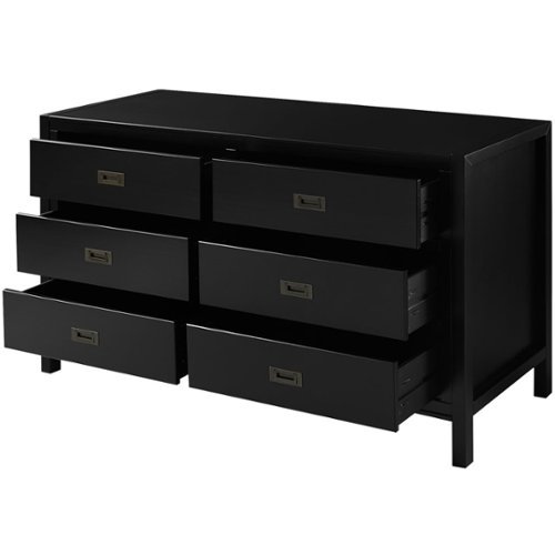 Walker Edison - Solid Wood Modern Classic 6-Drawer Dresser - Black