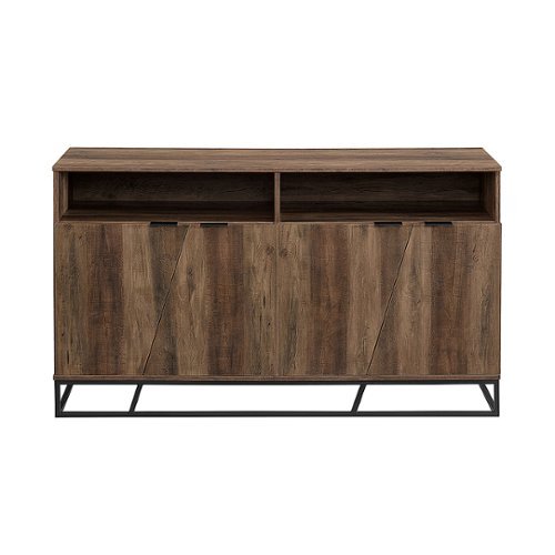 Walker Edison - Contemporary Angled-Door 2-Shelf Sideboard - Rustic Oak