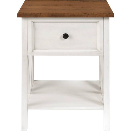 Walker Edison - Farmhouse Solid Pine Wood 1-Drawer Side Table - Reclaimed Barnwood
