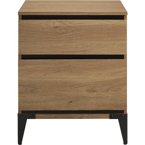 Walker Edison - Mid Century 2-Drawer Storage Side End Table - English Oak