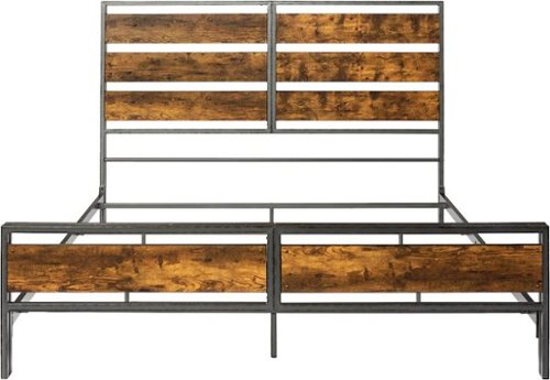 Walker Edison - Industrial 79" King-Size Slat Bed Frame-Front_Standard 