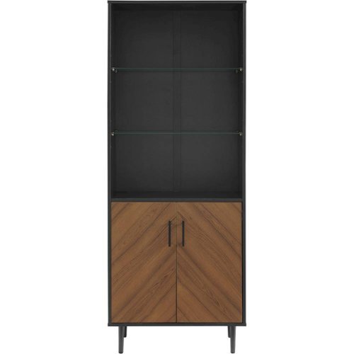 Walker Edison - Modern Wood Bookmatch Storage 2-Door 3-Shelf Bookcase - Solid Black