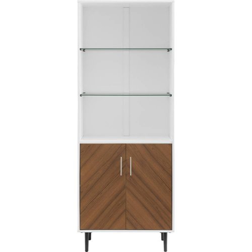 Walker Edison - Modern Wood Bookmatch Storage 2-Door 3-Shelf Bookcase - Solid White