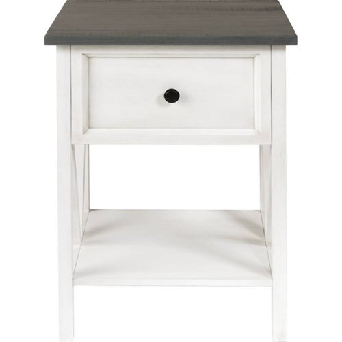 Walker Edison - Farmhouse Solid Pine Wood 1-Drawer Side Table - Gray