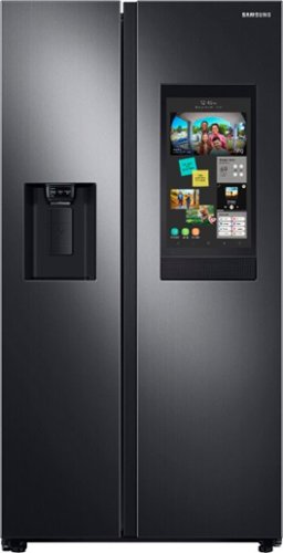 "Samsung - 26.7 cu. ft. Side-by-Side Smart Refrigerator with 21.5"" Touch-Screen Family Hub - Black Stainless Steel"