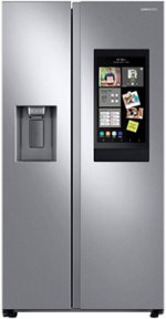 Samsung - 21.5 Cu. Ft. Side-by-Side Counter-Depth Refrigerator with 21.5" Touchscreen Family Hub - Stainless steel - Front_Standard