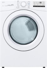 LG - 7.4 Cu. Ft. Stackable Electric Dryer with FlowSense™ - White - Front_Standard