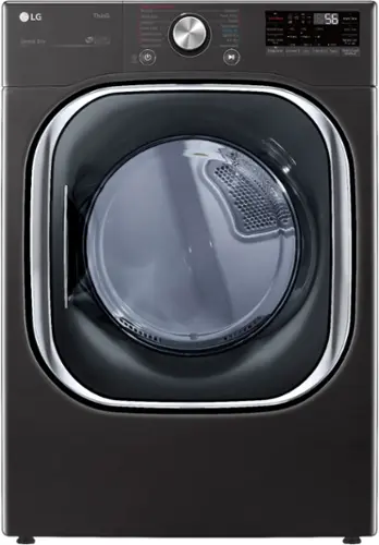 Front. LG - 7.4 Cu. Ft. Stackable Smart Electric Dryer with Steam and Built-In Intelligence - Black Steel.