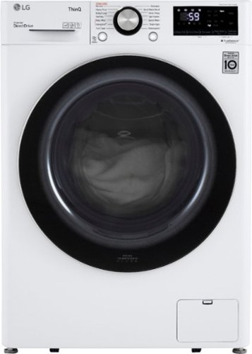 LG - 2.4 Cu. Ft. Compact Smart Front Load Washer with Built-In Intelligence - White