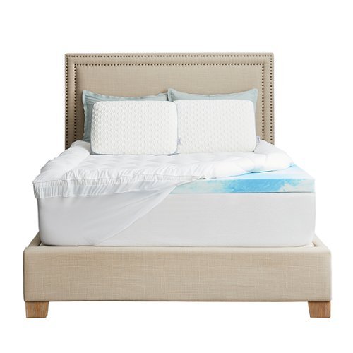 UPC 810013412680 product image for Sealy - 3 + 1 Memory Foam Topper with Fiber Fill Cover - King - Blue | upcitemdb.com