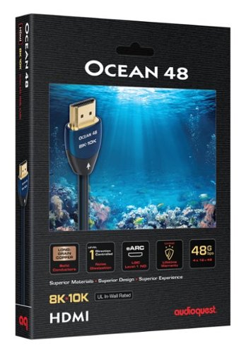 AudioQuest Ocean 48 10' Ultra High Speed 4K-8K-10K 48Gbps In-Wall Rated HDMI Cable - Black with Blue Stripes WORLDWIDE DELIVERY