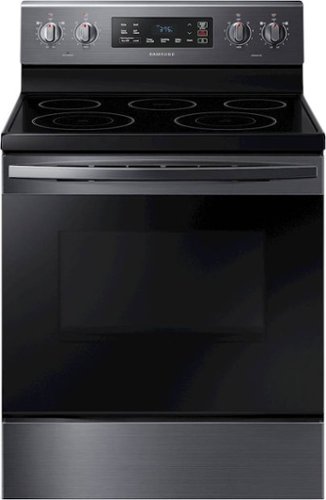 Samsung - 5.9 cu. ft. Freestanding Electric Range with Self-Cleaning - Black stainless steel