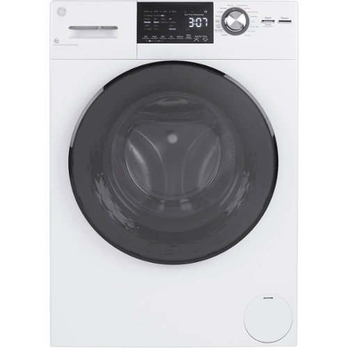 GE - 2.4 Cu. Ft. Front Load Washer and Electric Dryer Combo with Steam - White on White