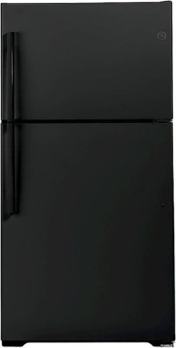 GE - 21.9 Cu. Ft. Top-Freezer Refrigerator - Black-Front_Standard 