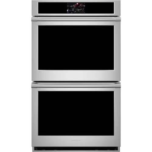 Front. Monogram - Statement Collection 30" Built-In Double Electric Convection Wall Oven - Stainless Steel.