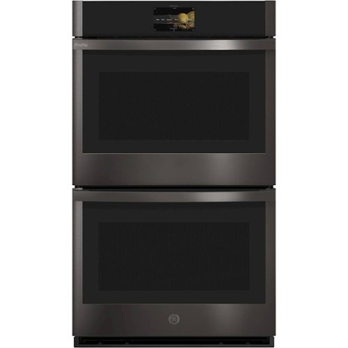 GE Profile - 30" Smart Built-In Double Electric Convection Wall Oven with Air Fry & In-Oven Camera - Black stainless steel