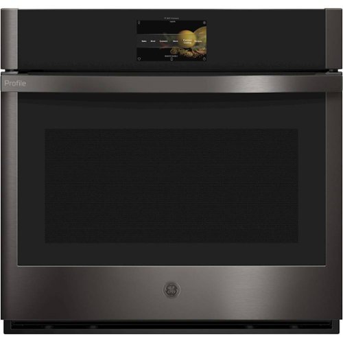GE Profile - 30" Smart Built-In Single Electric Convection Wall Oven with Air Fry & In-Oven Camera - Black stainless steel