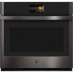 GE Profile - 30" Smart Built-In Single Electric Convection Wall Oven with Air Fry & In-Oven Camera - Black stainless steel - Front_Standard