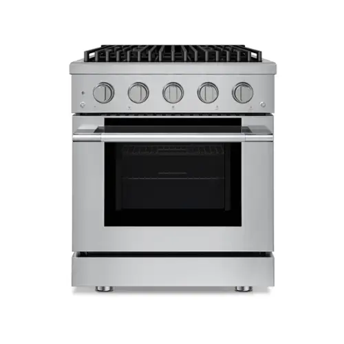 Front. Hauslane - 30" Stainless Steel Gas Range 4 Burners (20,000 BTU) 4.2 cu.ft Convection Oven 5 Racks Convertible NG/LP - Stainless Steel.