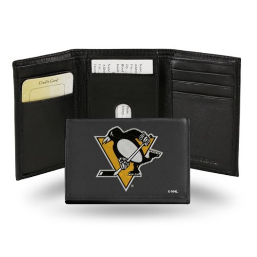 Rico Industries - Pittsburgh Penguins NHL Embroidered Team Logo Black Leather Trifold Wallet - Multi-Front_Standard 