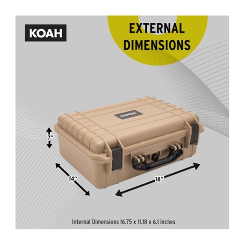 Koah - Weatherproof Hard Case with Customizable Foam (18 x 14 x 7 Inch) - Tan-Front_Standard 