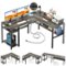 Aheaplus - Reversible Corner Desk with Power Outlets & USB Ports, Storage Shelves for Gaming & Home Office, Easy Assembly - Gray Oak-Front_Standard