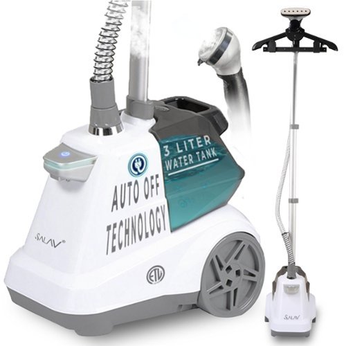 SALAV - 1800W Intelligent Step-On Control Garment Steamer With Automatic Safety Shut-Off & Water Tank Monitoring - White-Front_Standard 