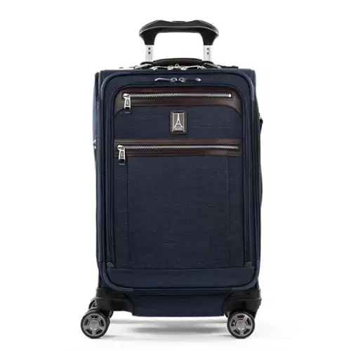 Front. Travelpro - Travelpro Platinum Elite Softside Expandable 21" Carry On Spinner - True Navy Blue.