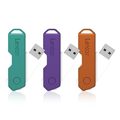 Lexar - Twist Turn2 32GB USB 2.0 Type-A Flash Drive, Teal/Purple/Orange, 3/Pack (LJDTT2-32GABNA3) - Teal, Purple, Orange-Front_Standard 