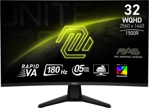 MSI - MAG32CQ6PF Curved Wild QHD 180Hz 0.5ms Adaptive Sync Gaming Monitor withHDR400(DisplayPort, HDMI, )