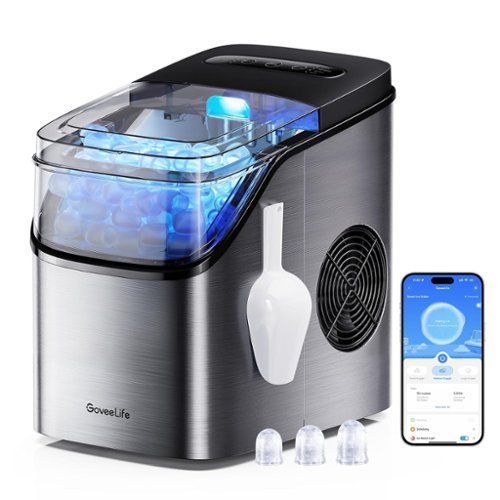 Govee - GoveeLife Smart Ice Maker Countertop, Self Cleaning RGB Lights, Quiet Ice Maker with Scoop for Kitchen - Silver-Front_Standard 