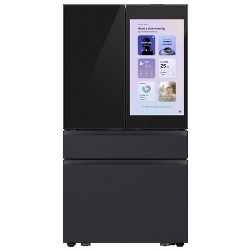  Samsung - Bespoke 29 cu. ft. 4-Door French Door Refrigerator with Family Hub 32" and AI Vision Inside - Charcoal Glass &amp; Black/Charcoal