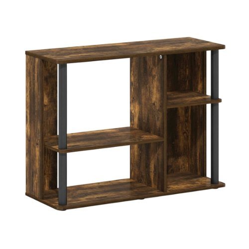 FurniFact - Wooden TV stand with amber pine and black finish, holds up to 40-inch screens - Brown Black-Front_Standard 