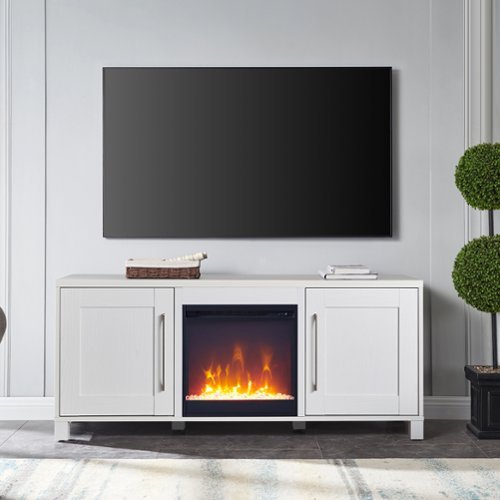 Camden&Wells - Yarmouth Crystal Fireplace TV Stand for Most TVs up to 65" - Alabaster-Front_Standard 