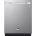 LG - STUDIO 24" Top Control Built-In Dishwasher with TrueSteam, Light, 3rd Rack, 40dBA - Stainless steel - Front_Standard