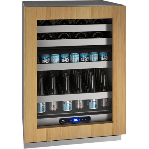 Front. U-Line - 5 Class 14-Bottle Dual Zone Wine Cooler - Custom Panel Ready.