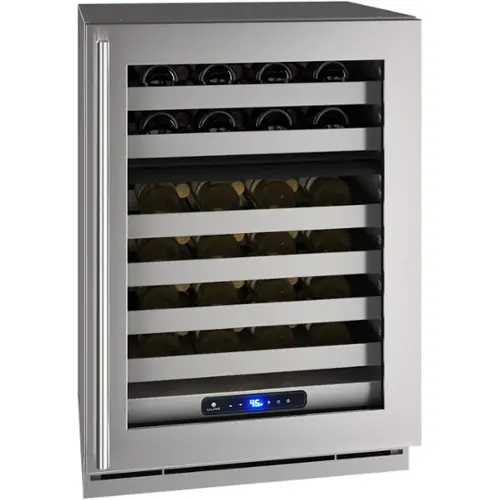 Front. U-Line - 5 Class 49-Bottle Dual Zone Wine Cooler - Stainless Steel.