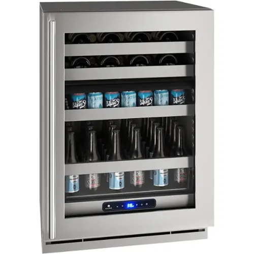 Front. U-Line - 5 Class 14-Bottle Dual Zone Wine Cooler - Stainless Steel.