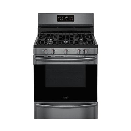 Frigidaire - Gallery 5.0 Cu. Ft. Freestanding Gas Convection Range with Self-Cleaning - Black stainless steel