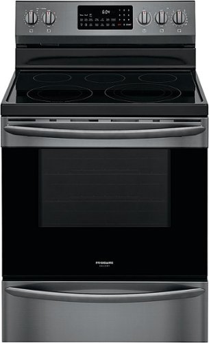 Frigidaire - Gallery 5.7 Cu. Ft. Freestanding Electric Air Fry Range with Self and Steam Clean - Black stainless steel