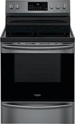 Frigidaire - Gallery 5.7 Cu. Ft. Freestanding Electric Air Fry Range with Self and Steam Clean - Black stainless steel - Front_Standard