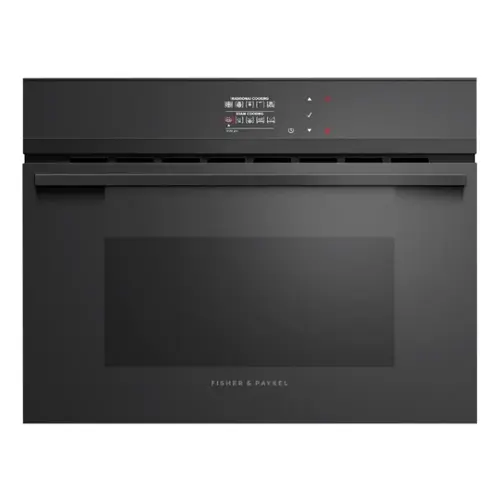 Front. Fisher & Paykel - Minimal 24" Built-In Single Electric Convection Wall Oven - Black.
