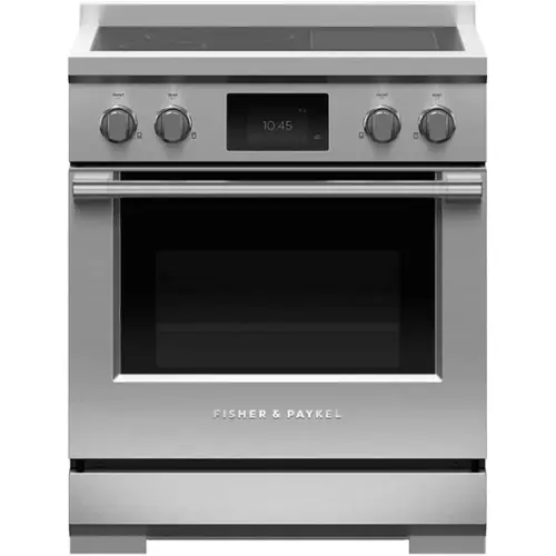 Front. Fisher & Paykel - Professional 4.0 Cu. Ft. Freestanding Electric Induction True Convection Range with Self-Cleaning - Stainless Steel/Black Glass.